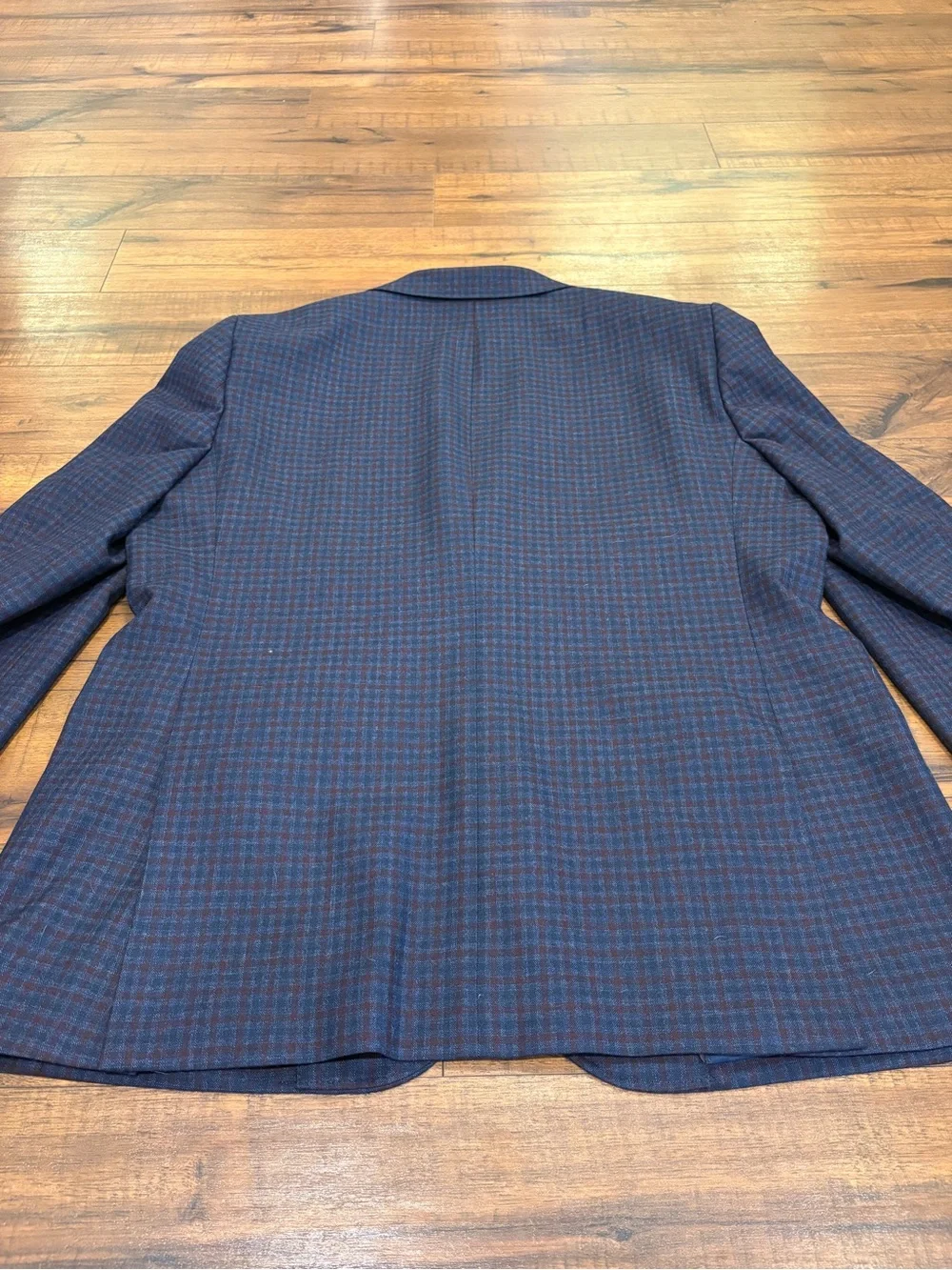 Charles Tyrwhitt Wool Texture Jacket Blazer Men’s 44 Ink Blue Check Light Weight